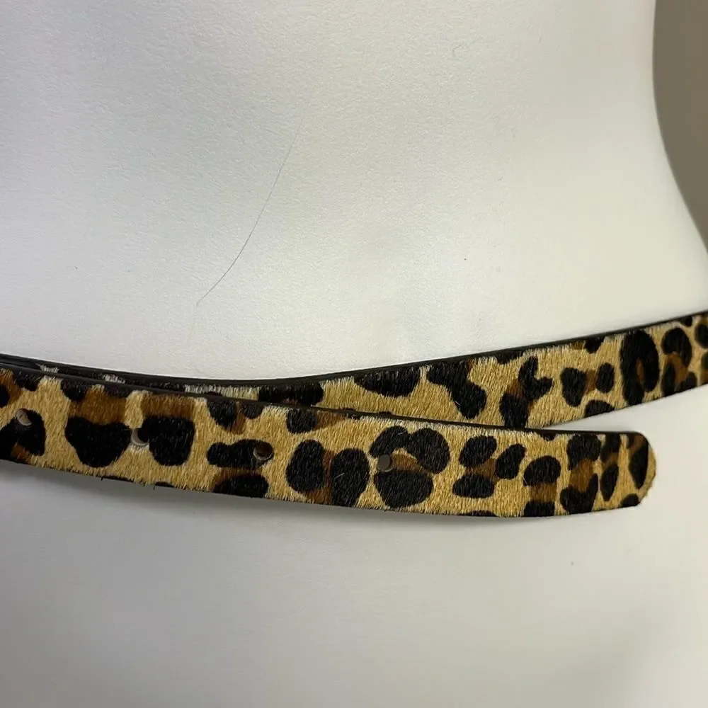 Royal Albartross Women’s Leopard Animal Print Hair Textured Adjustable Belt Med